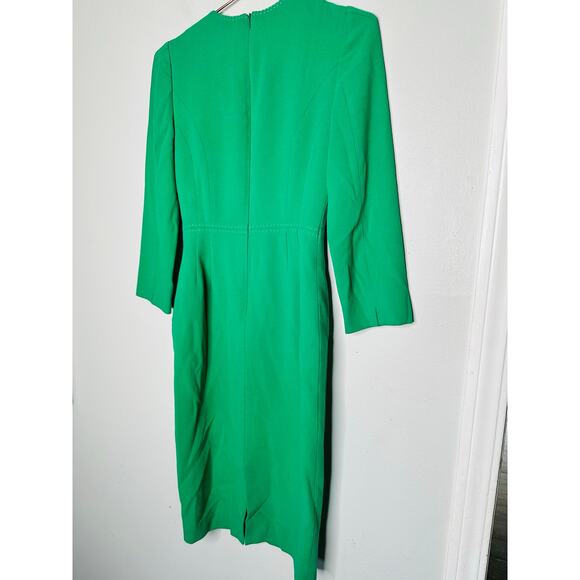 L.K. BENNETT Emerald Green Crew Neckline Everett Sheath Midi Dress Size US 2 - Picture 5 of 15